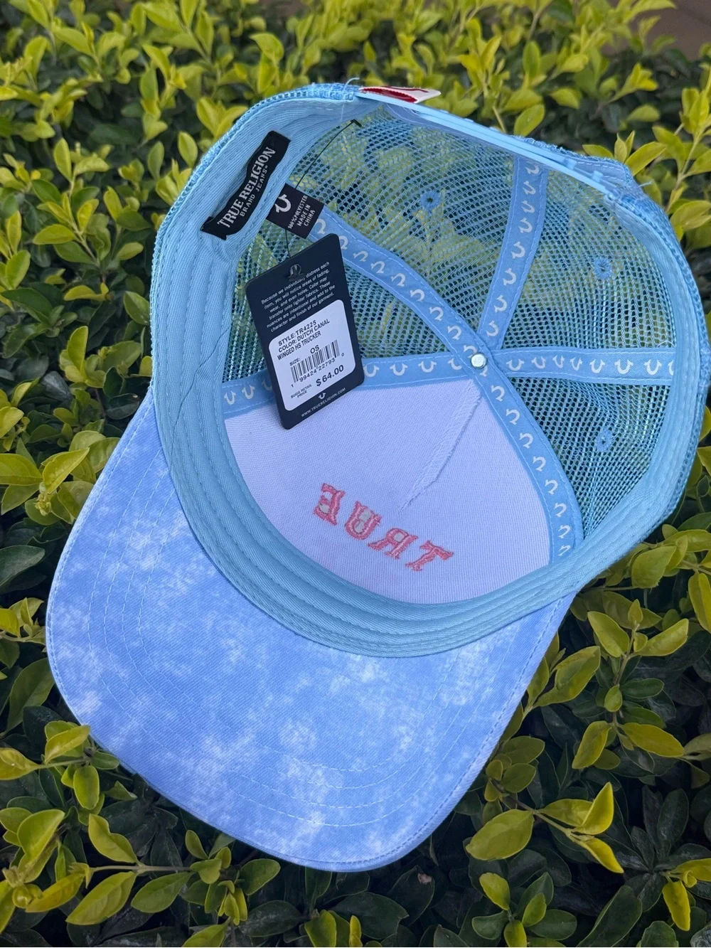 True Religion Blue Washed Cap with Red Logo